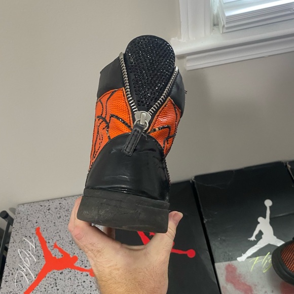 GIUSEPPE ZANOTTI Orange Leather Basketball Double-Zip High Top Sneakers - Picture 4 of 11